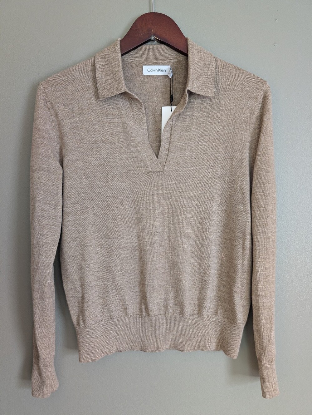 Calvin Klein Wool Johnny Collar Sweater NWT Size Small